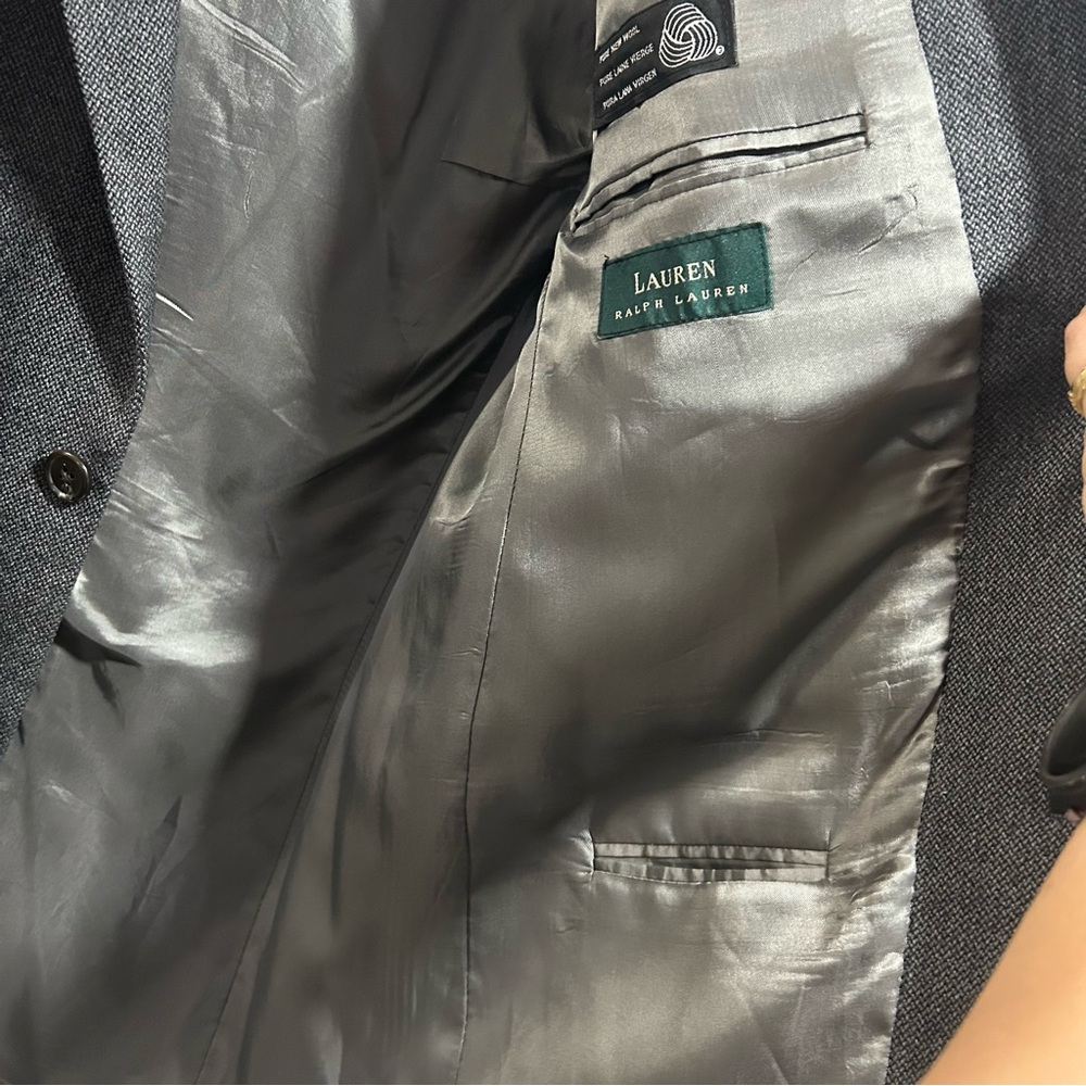 Lauren Ralph Lauren 42L Blazer Gray Lamb's Wool Sport Coat Jacket 2 Button - Picture 5 of 10